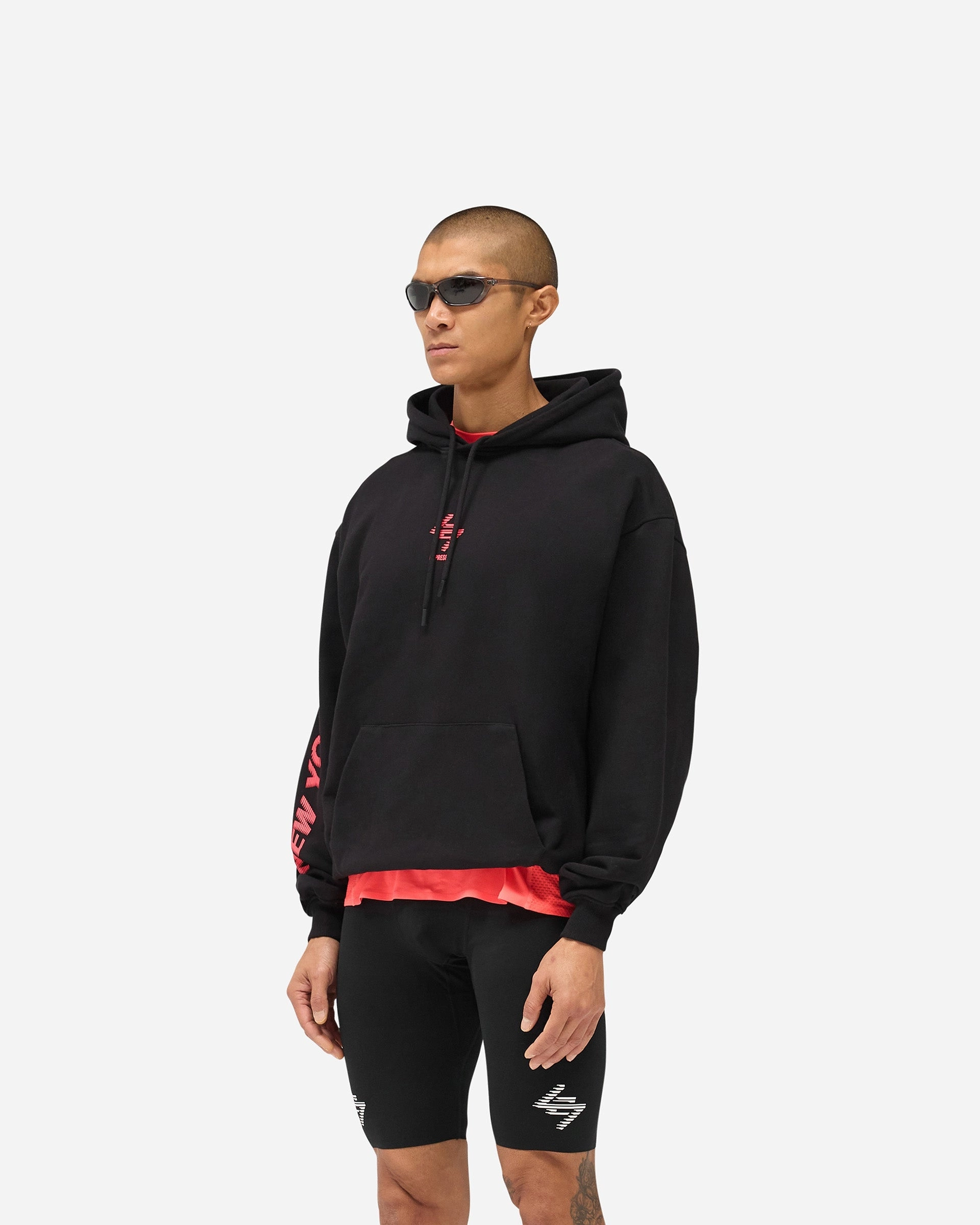 ethnic style College Outfit 247 New York Hoodie - Black Pink