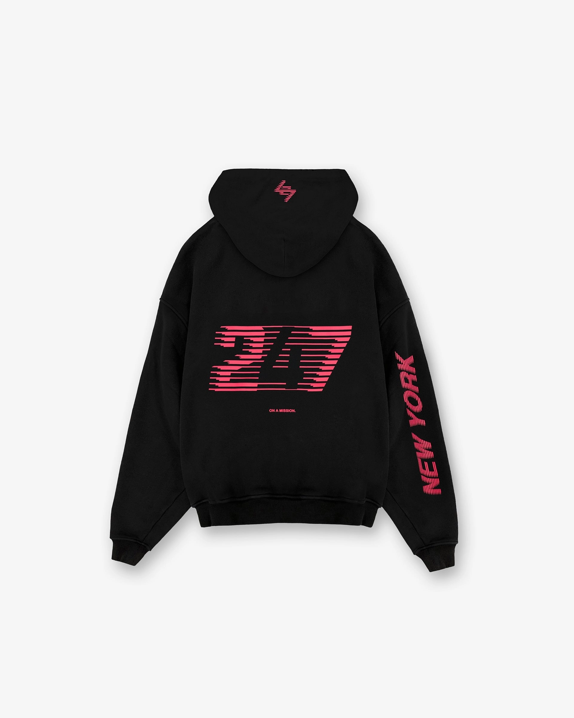 247 New York Hoodie - Black Pink Polar bear like