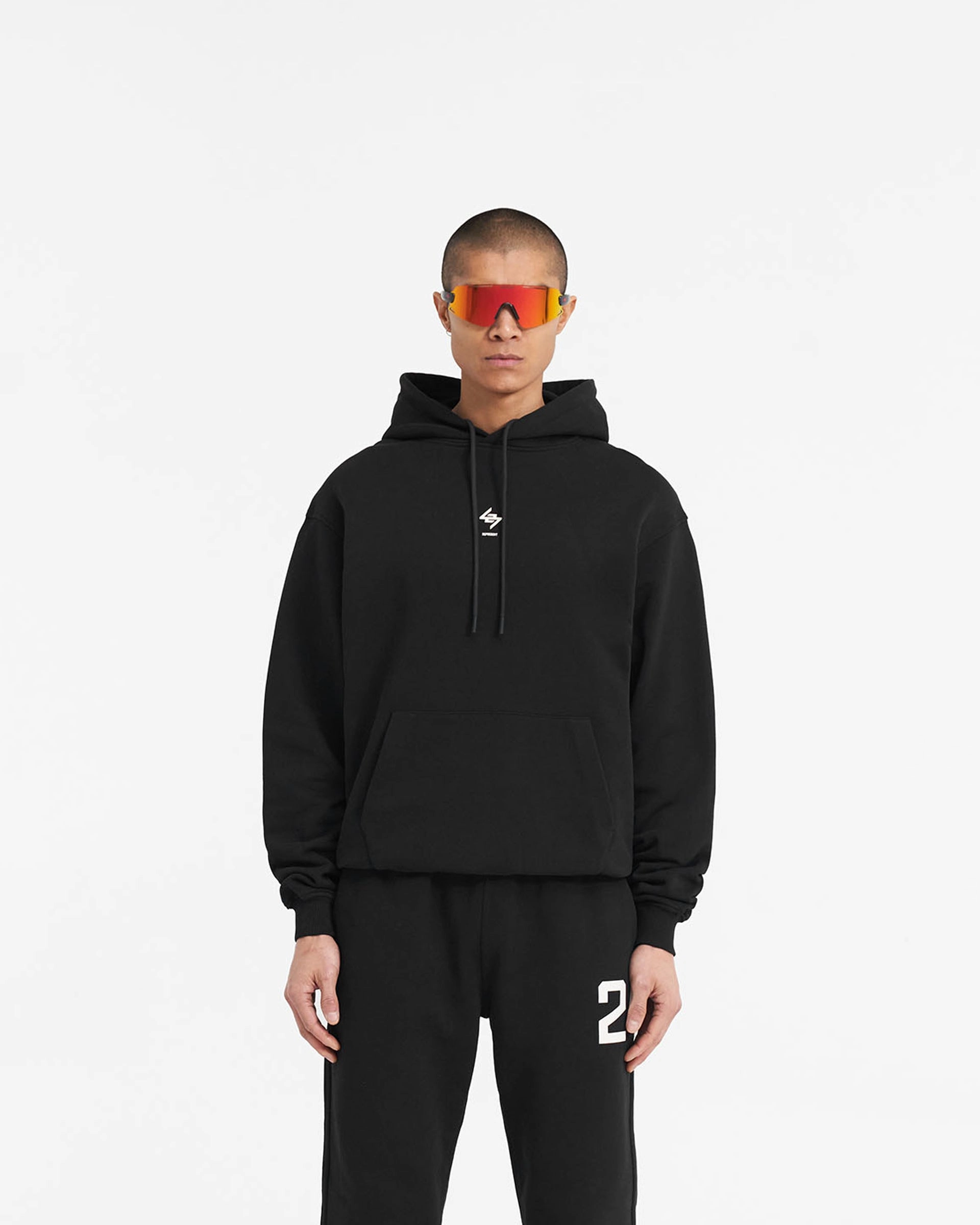 247 Oversized Hoodie - Jet Black Knit texture theater look