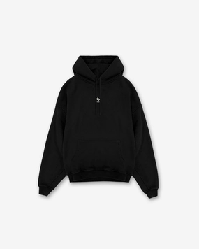 Relaxed Waistband Extended Back Length 247 Oversized Hoodie - Jet Black
