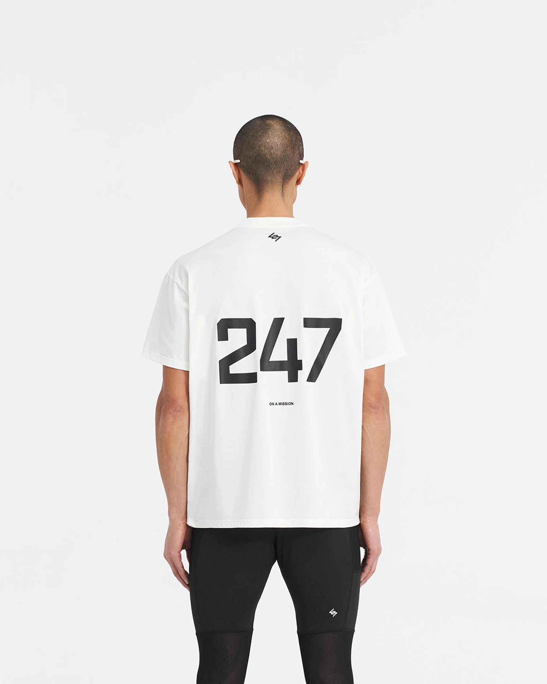 247 Oversized T-Shirt - Flat White Geometric Pattern
