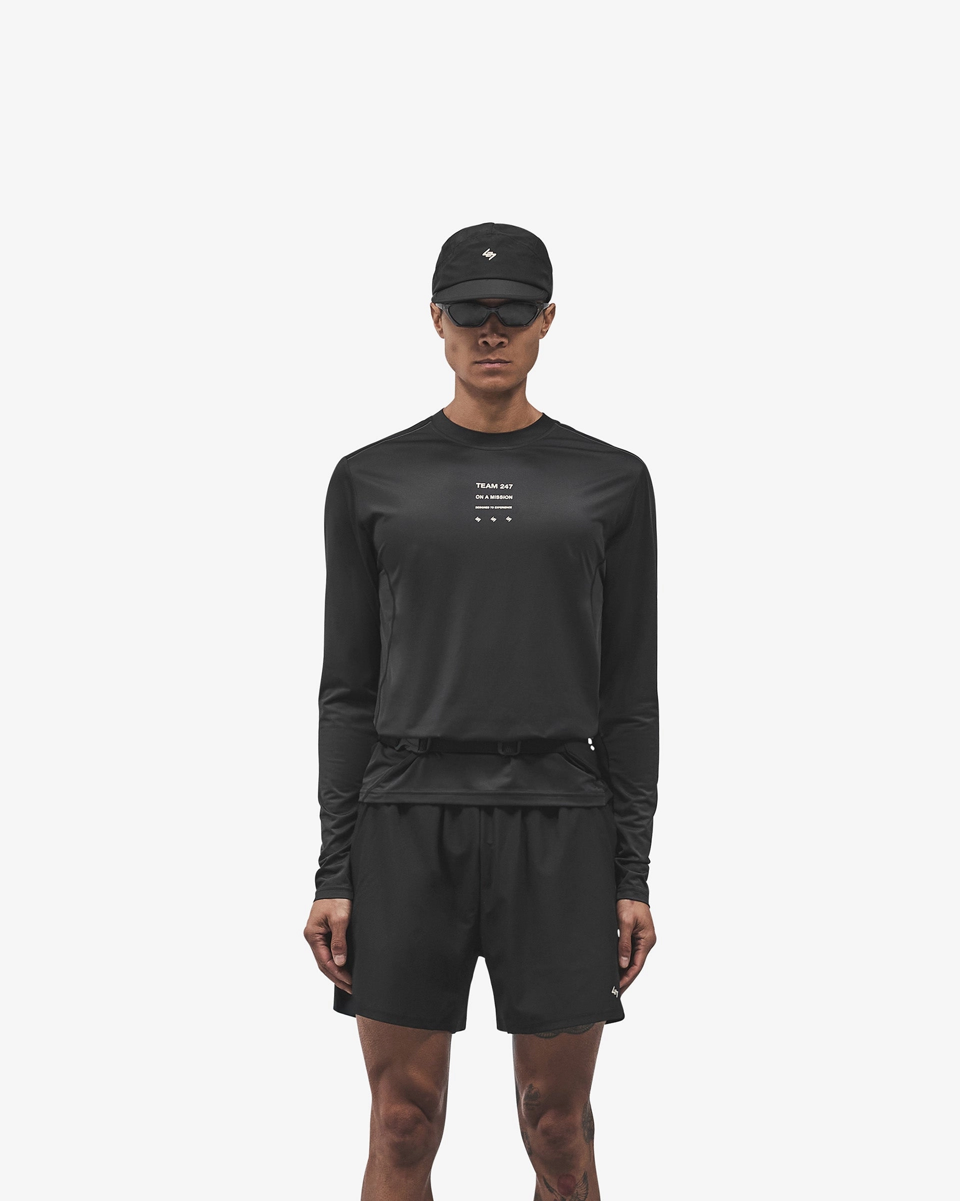 Pullover V neck elegance 247 Trail Long Sleeve T-Shirt - Black