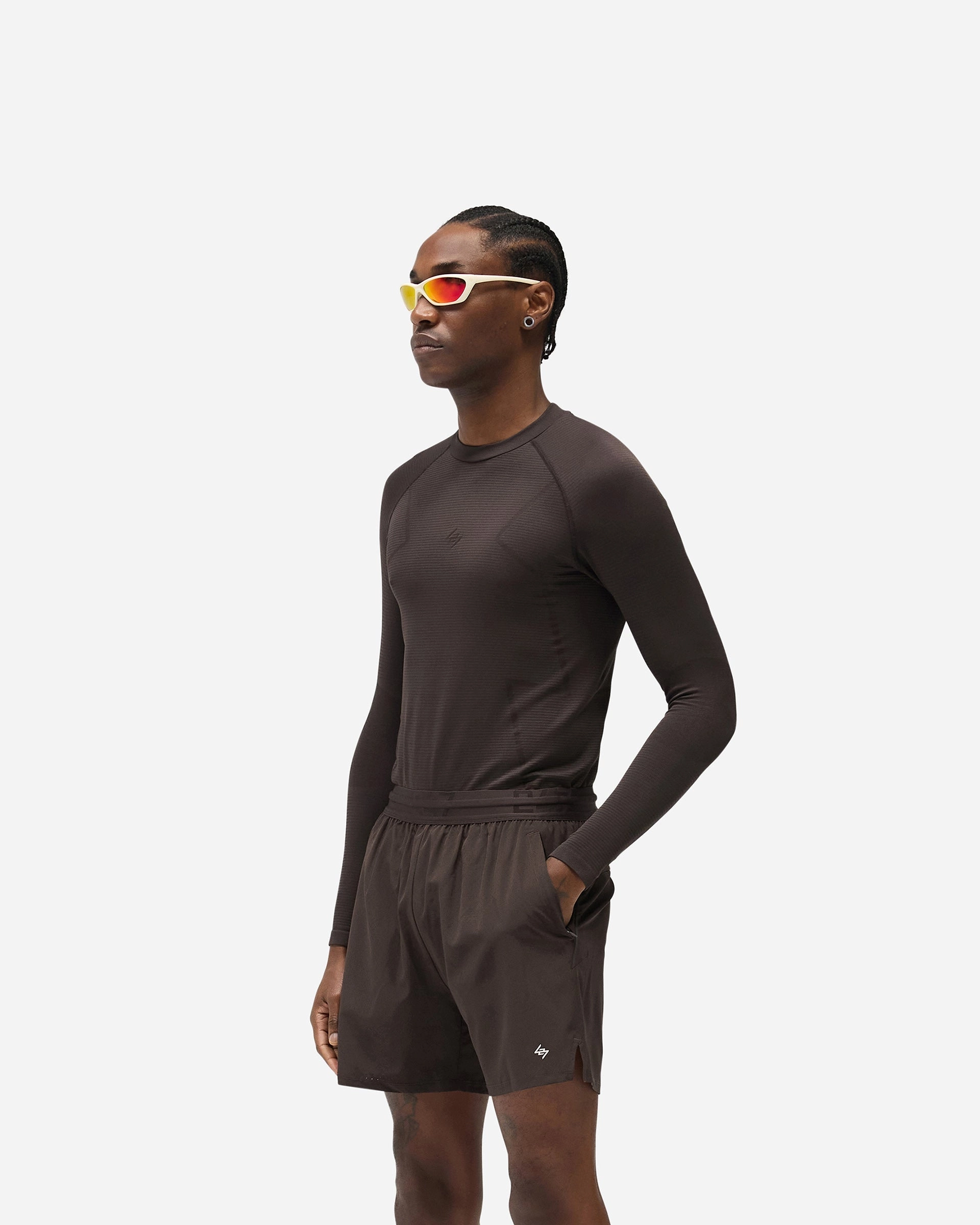 Leisure Wear Athletic Wear 247 Uprising Long Sleeve Seamless T-Shirt - Chocolate