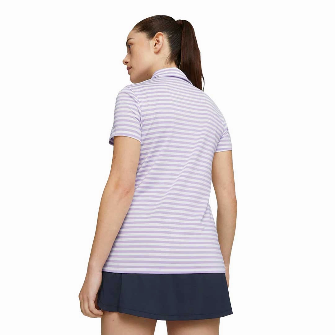 Body Mapped Ventilation Puma - Women's MATTR Somer Stripe Short Sleeve Golf Polo (621880 06)