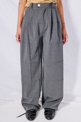 Grey Double TR Pintuck Straight Pants Casual Comfort Look