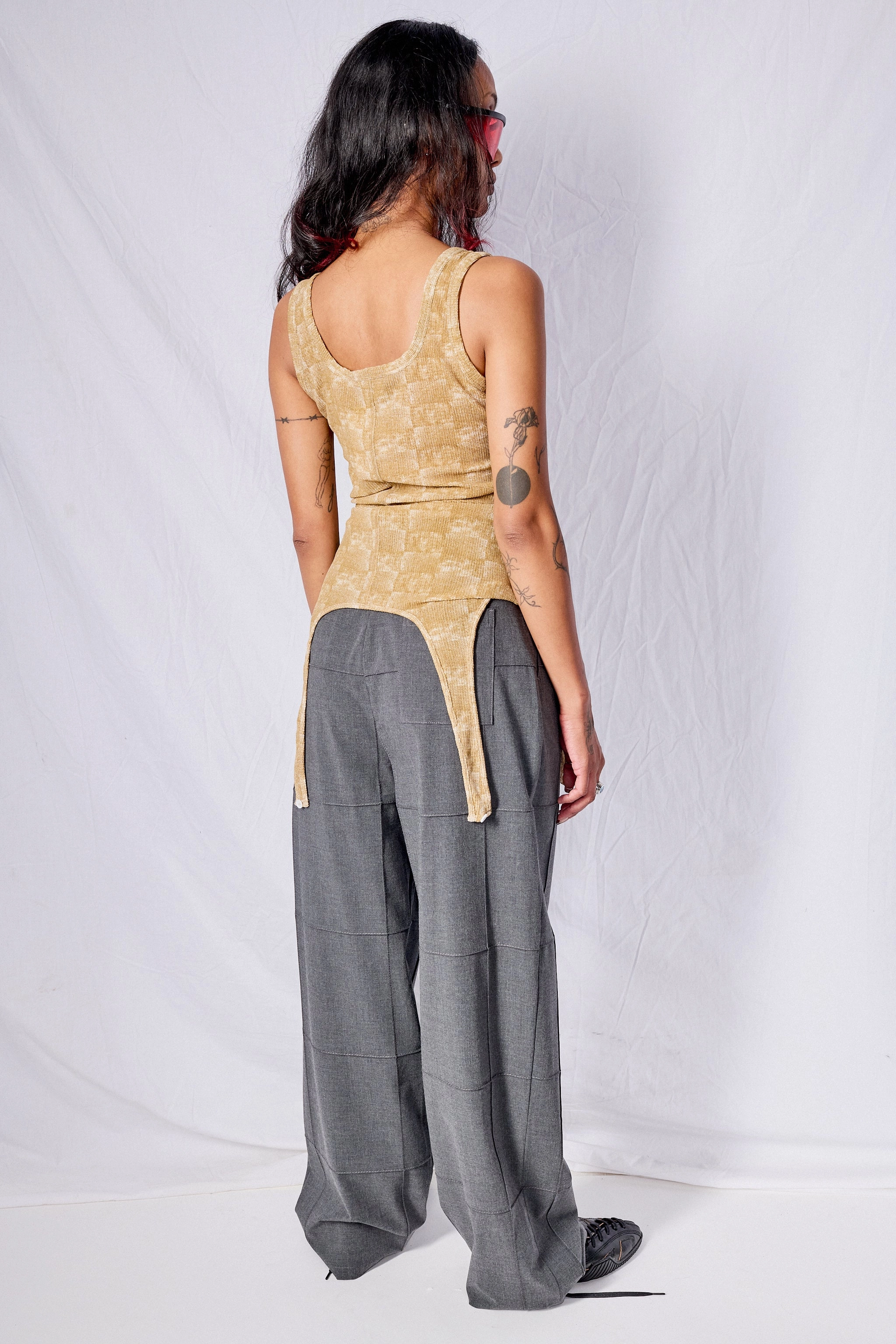 Grey Double TR Pintuck Straight Pants Modular Pocket System Ripstop Fabric Technology