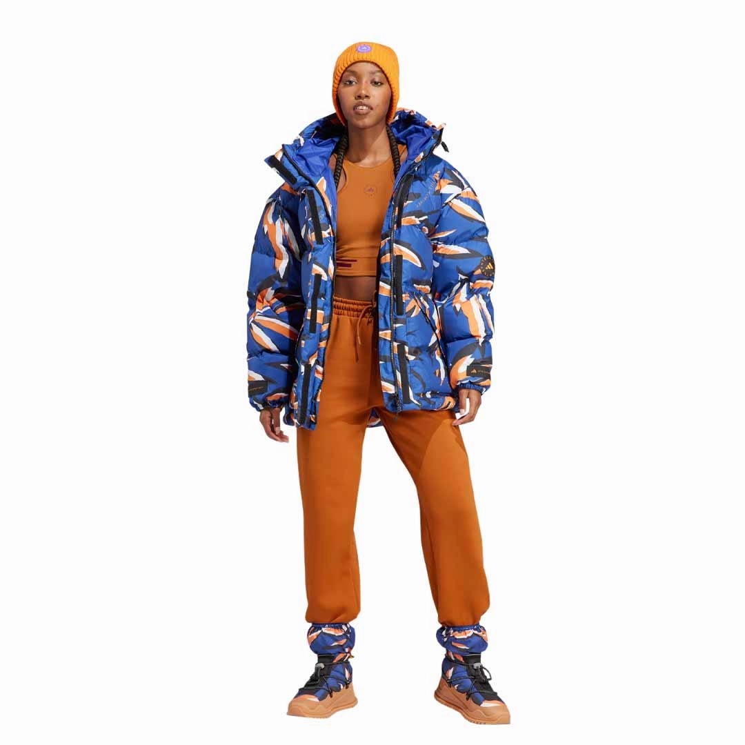 adidas - Women's adidas by Stella McCartney Mid-Length Padded Puffer Jacket (IN2823) Low Profile Collar Design Quick Dry Performance