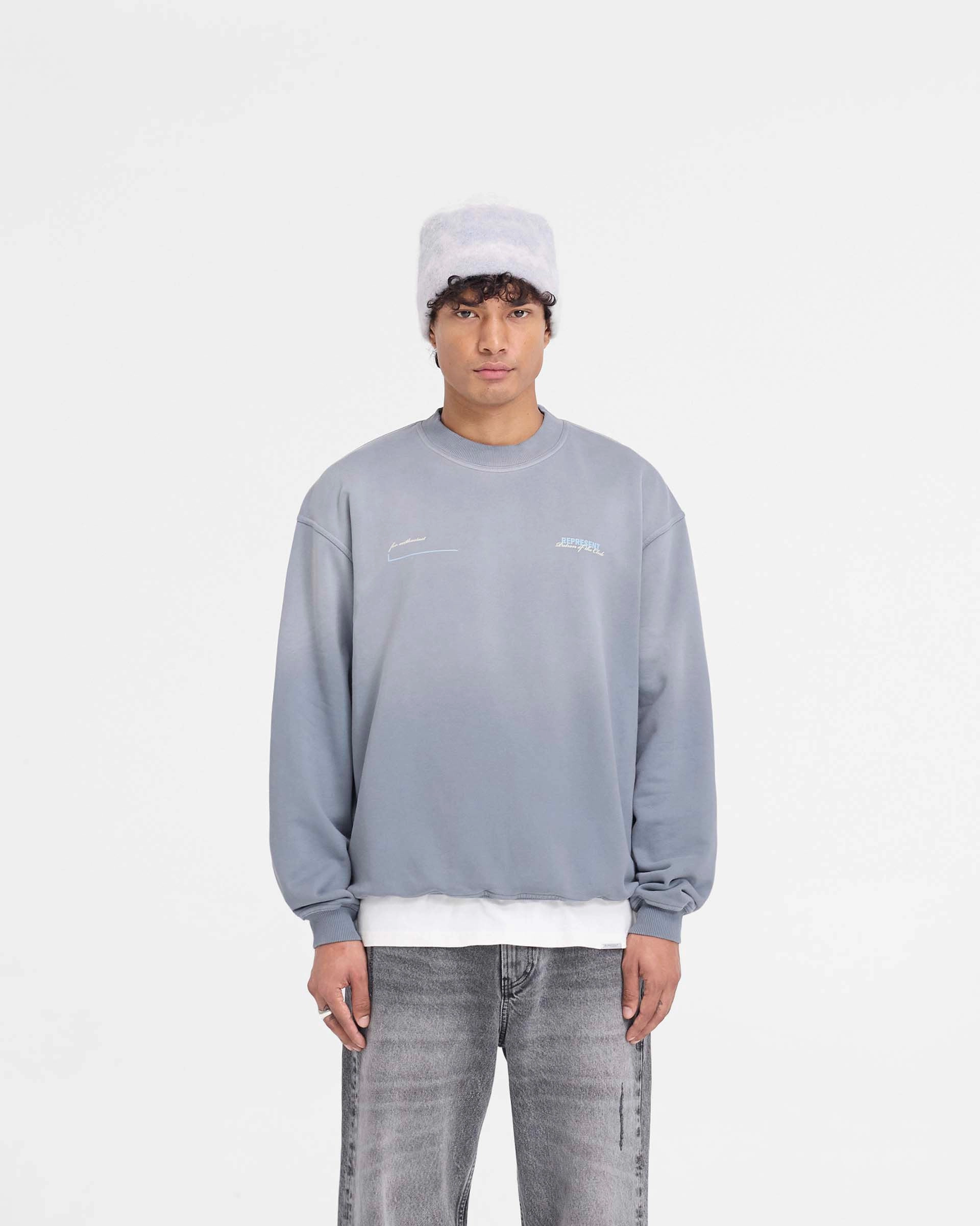 Relaxed Armhole Fit Patron Of The Club Sweater - Washed Grey
