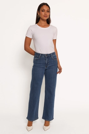 Party Look Sunny Vibes Couple Look Just Black Uncut Straight Leg Jean - Dark Denim