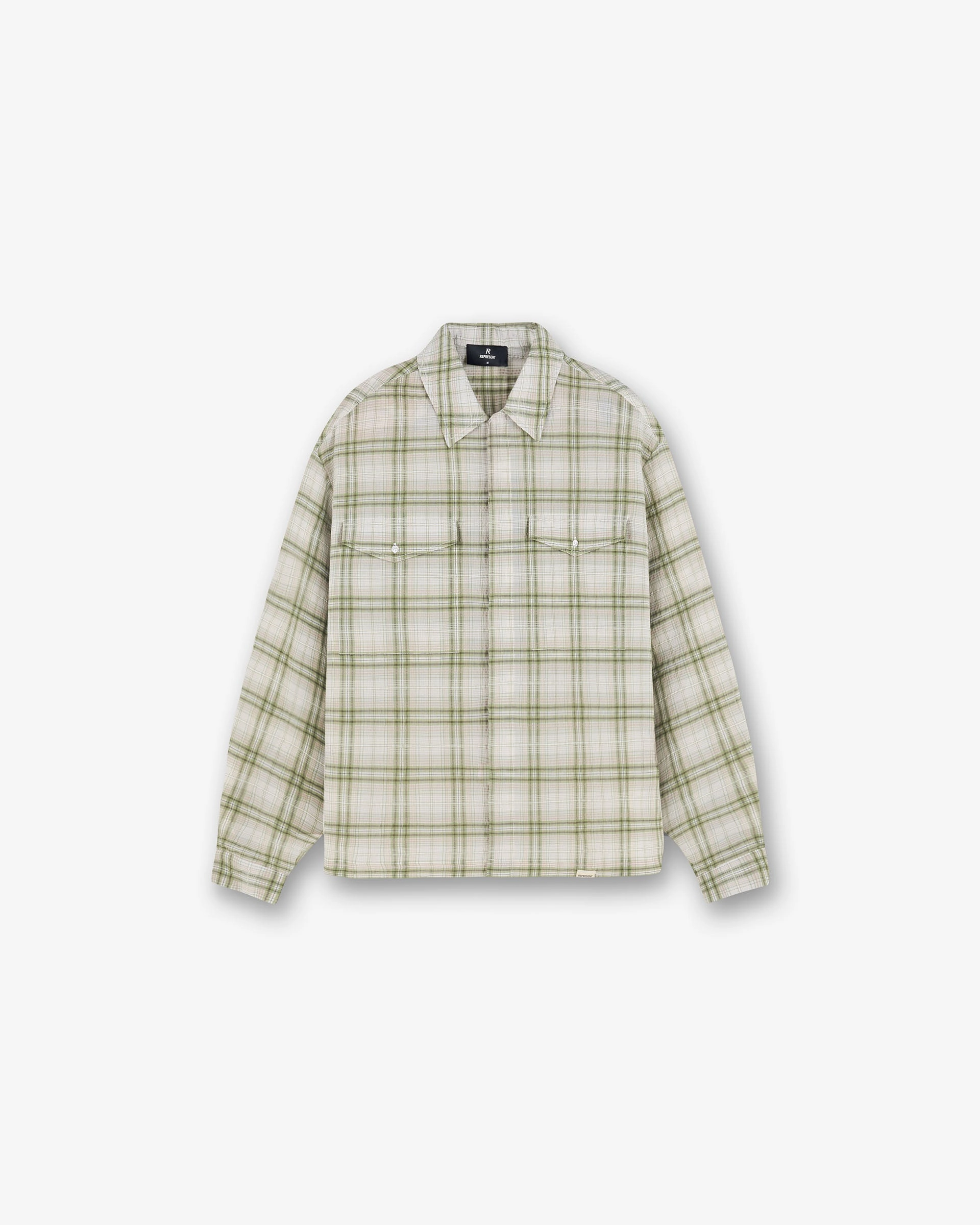 Sheer Long Sleeve Flannel Shirt - Green Quick Release Placket