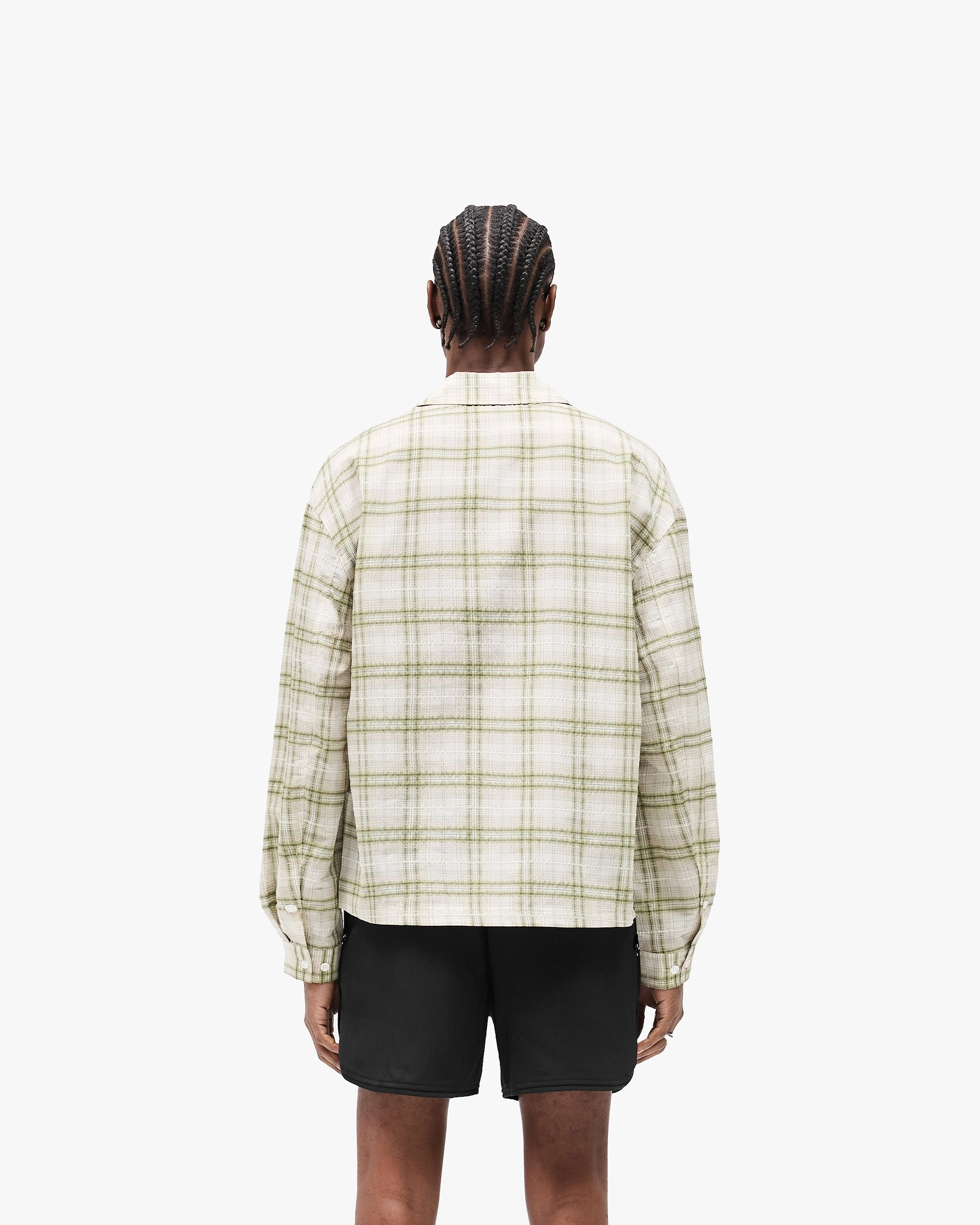 Sheer Long Sleeve Flannel Shirt - Green Quality Material