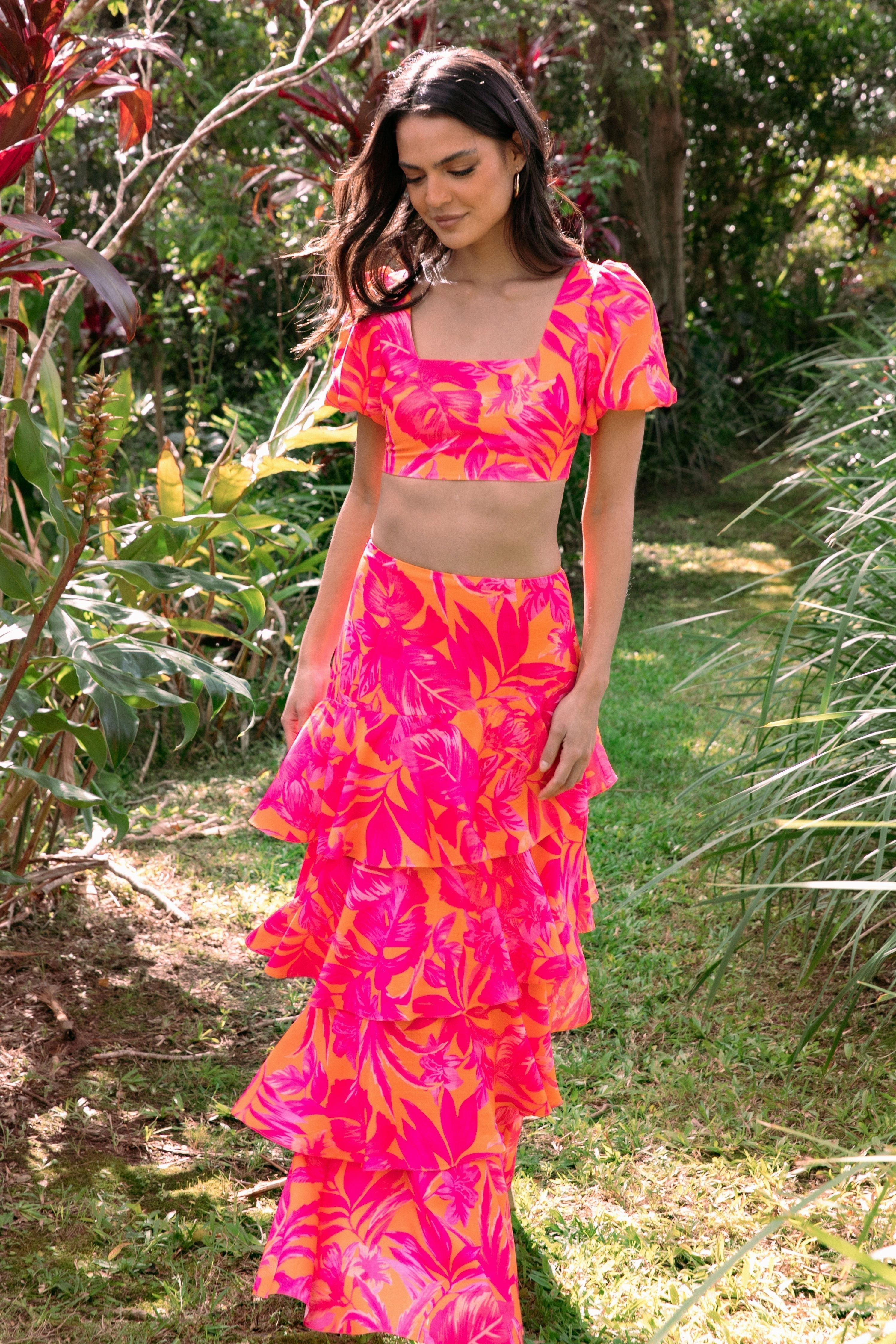 Addison Maxi Skirt - Pink Tropics Active Wear