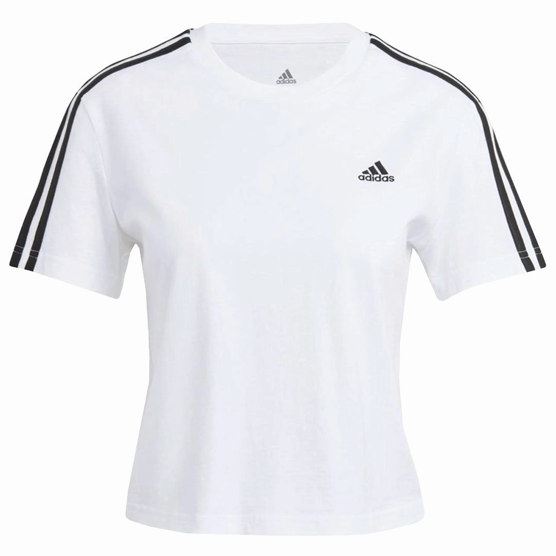 adidas - Women's 3-Stripes Crop T-Shirt (GL0778) Windproof Design Everyday Urban Style