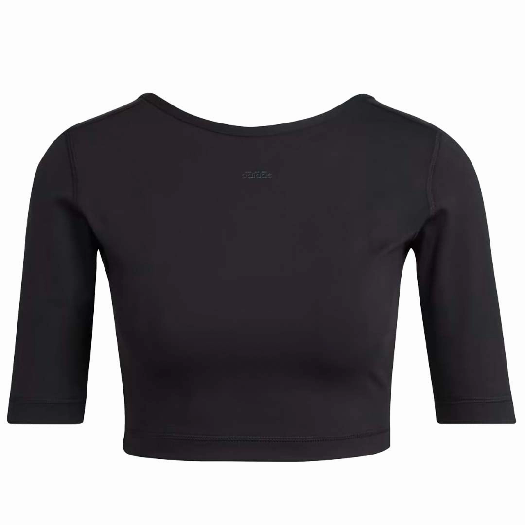 adidas - Women's Aeroready Studio Open-Back Cropped Top (HD8937) Wrinkle resistant fabric