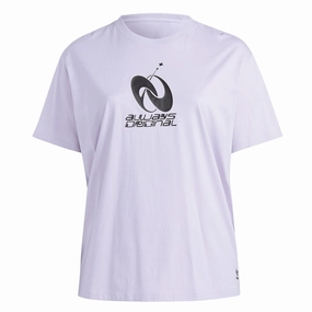 adidas - Women's Always Original Graphic Loose T-Shirt (Plus Size) (IC1522) Double Buttons HeatRetentionTechnology