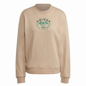 adidas - Women's Crest Embroidery Sweatshirt (II5642) ElasticWaistband Weatherproof Construction