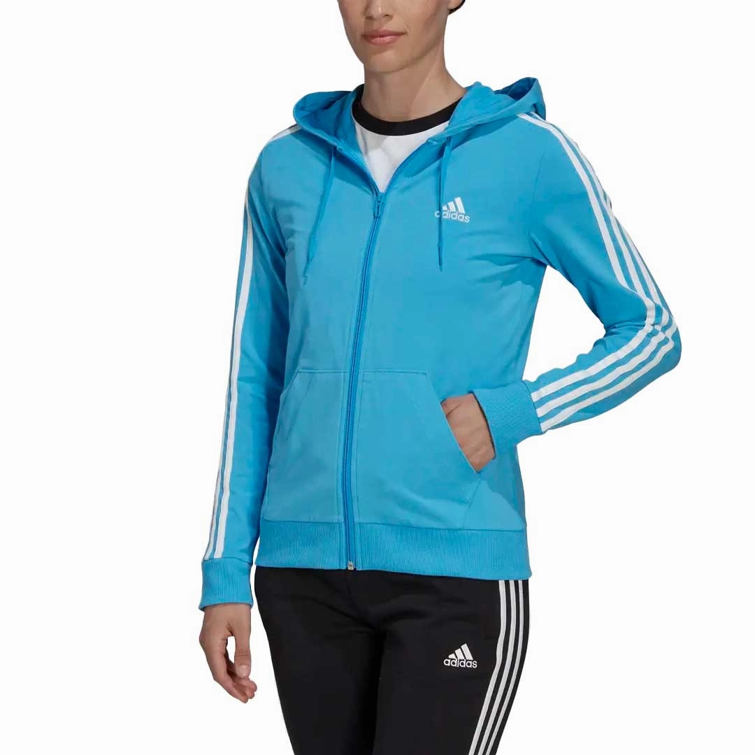 adidas - Women's Essentials 3-Stripes Full-Zip Hoodie (HL2057) Temperature Regulating Thermal Lining