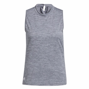 adidas - Women's Essentials Mock Neck Sleeveless Polo (HT1260) Sustainable Material Button Closure