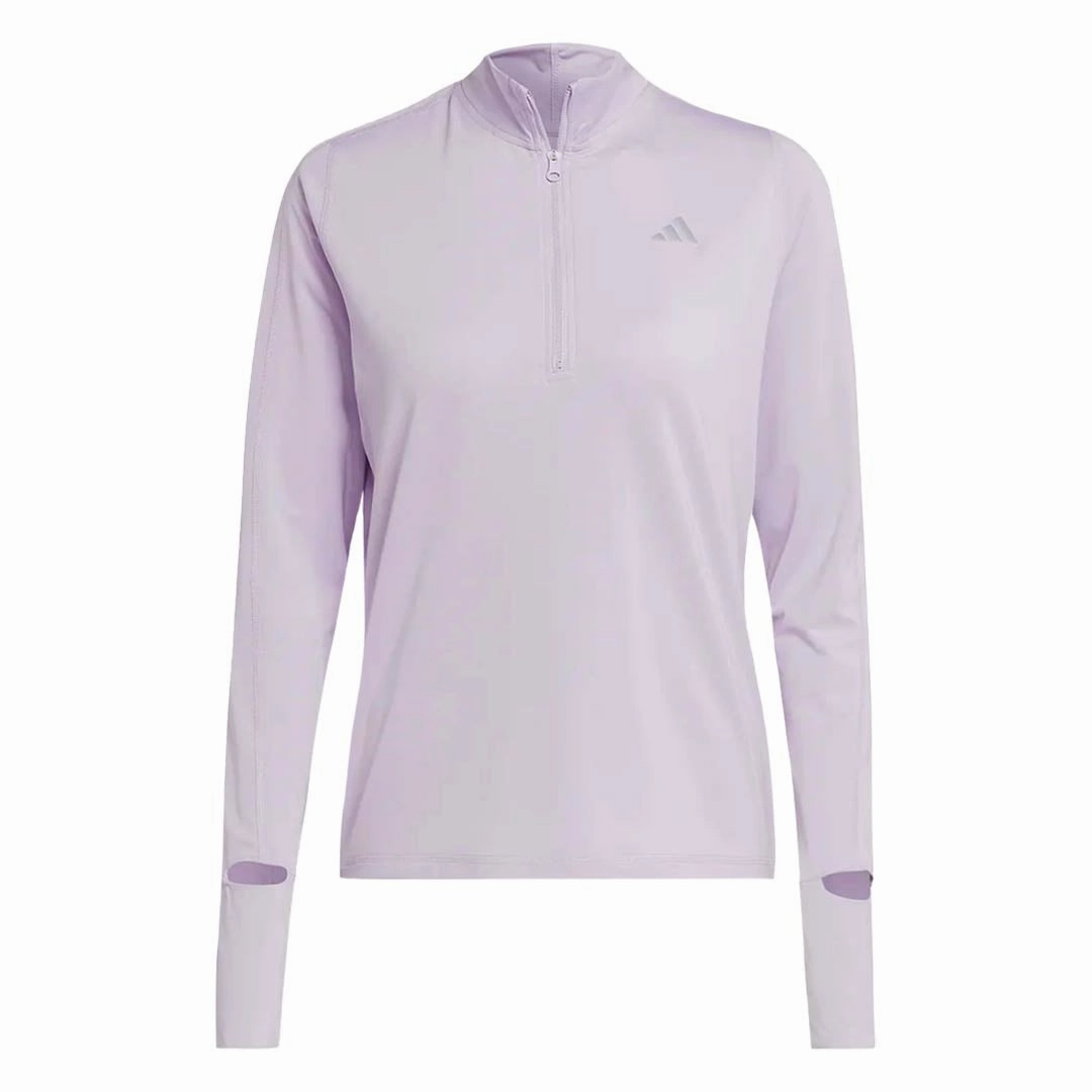 adidas - Women's Fast Running 1/2 Zip Long Sleeve Top (HR5704) Simple Look Classic Ribbed Cuffs