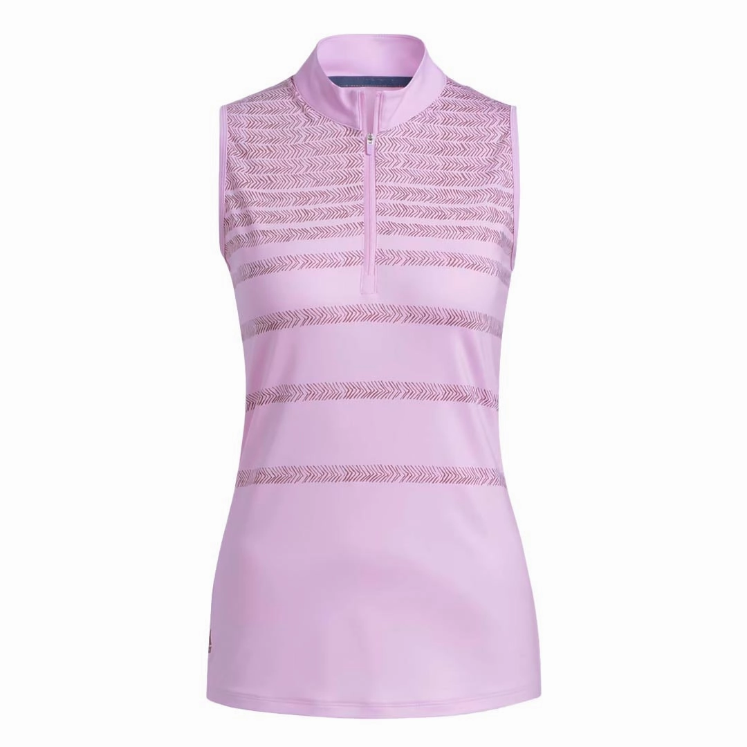 Full Length Zipper Closure adidas - Women's Herringbone Stripe Sleeveless Polo (HG6961)