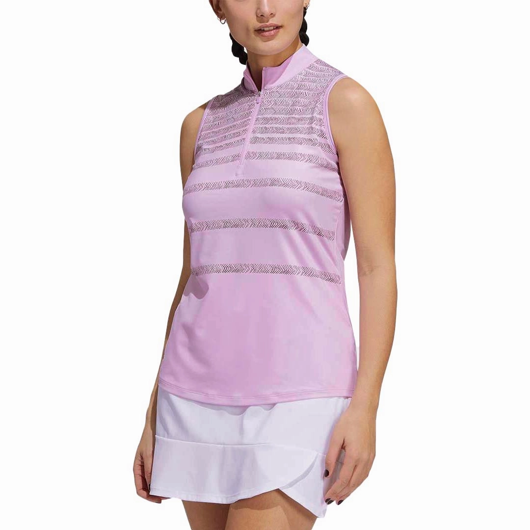 Comfort Flex Fit Static Dissipating Threading adidas - Women's Herringbone Stripe Sleeveless Polo (HG6961)