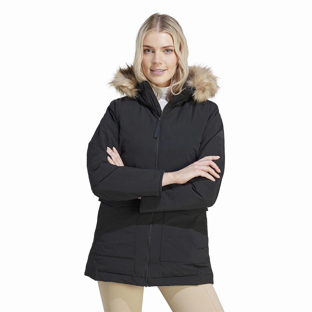 adidas - Women's Hooded Fur Parka (IJ8260) Fur Trim ReinforcedSeams