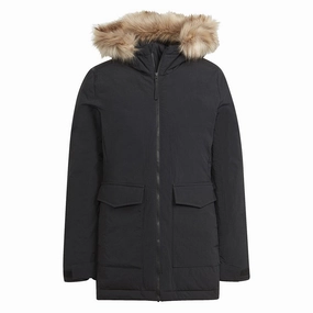 adidas - Women's Hooded Fur Parka (IJ8260) Reflective Zippers Insulated Core Technology