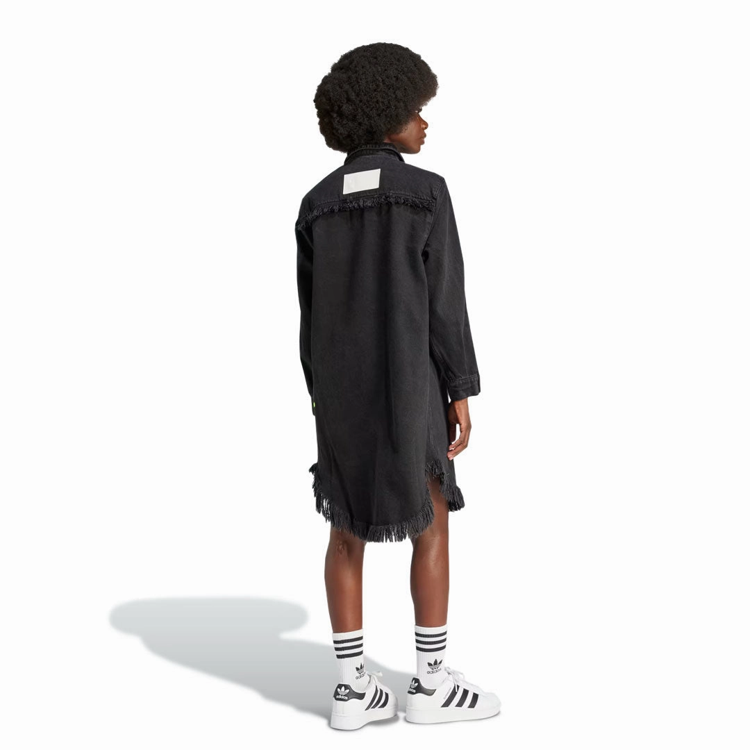 adidas - Women's Originals X Kseniaschnaider Fringe Shirt Dress (IJ8342) Compression Fold Design