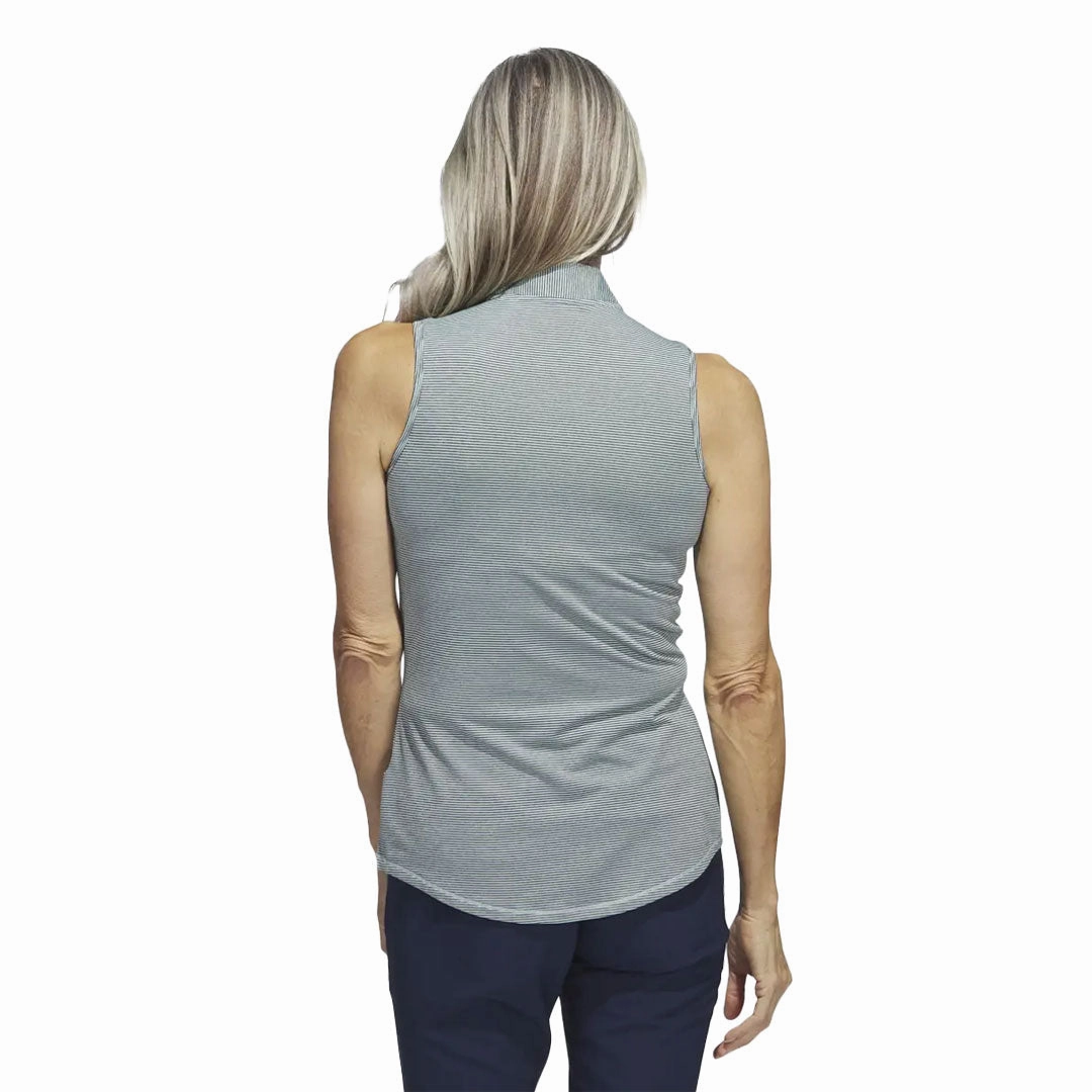 adidas - Women's Ottoman Printed Sleeveless Polo (II3243) Articulated Sleeves Collar Stabilization System