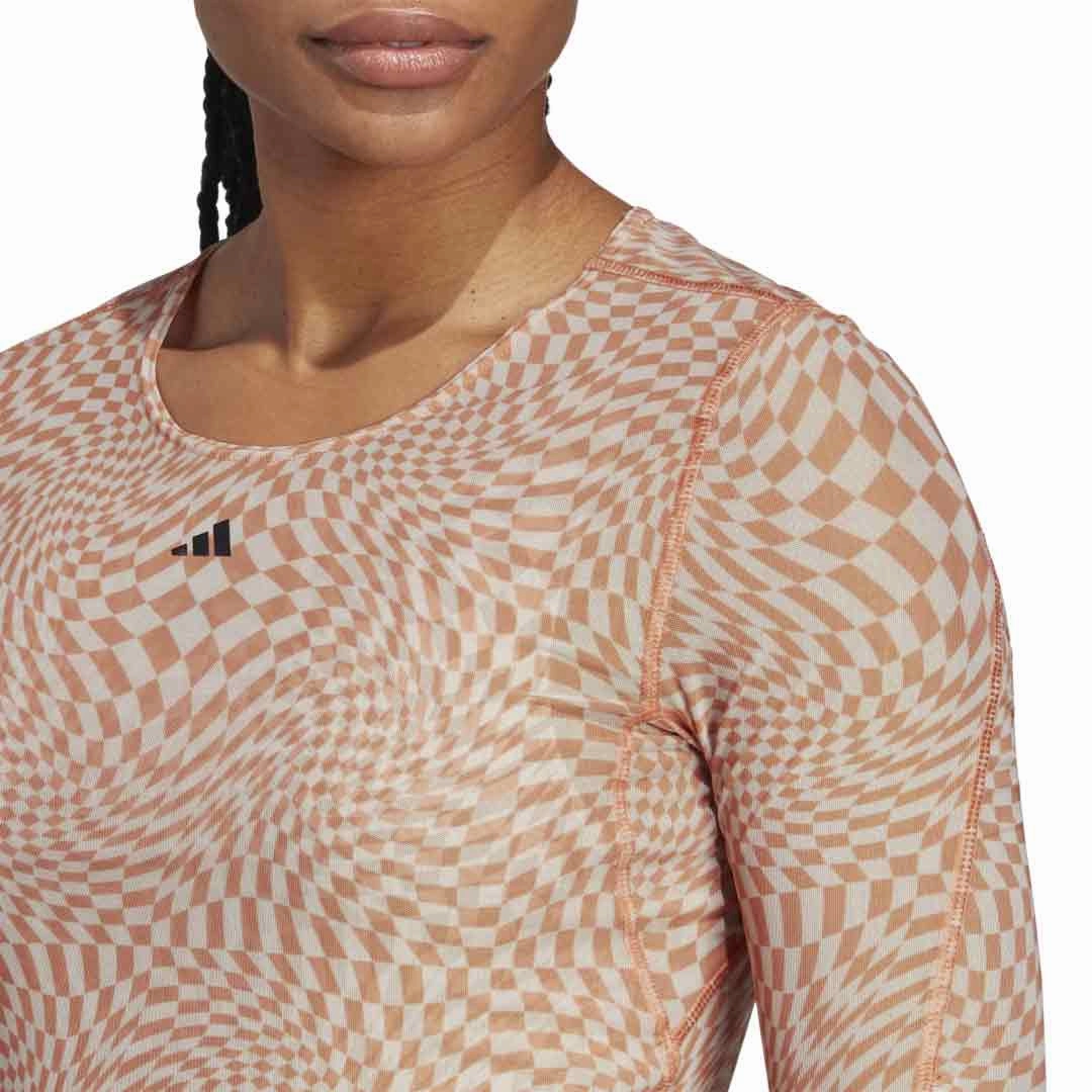 adidas - Women's Print Clash Long Sleeve Yoga T-Shirt (HT7324) Breezy Layer Option