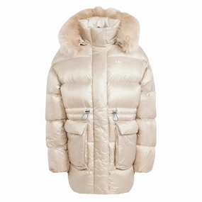 adidas - Women's Puffed Long Fur Jacket (IR7116) Noise Free Zippers MeshLinedVents