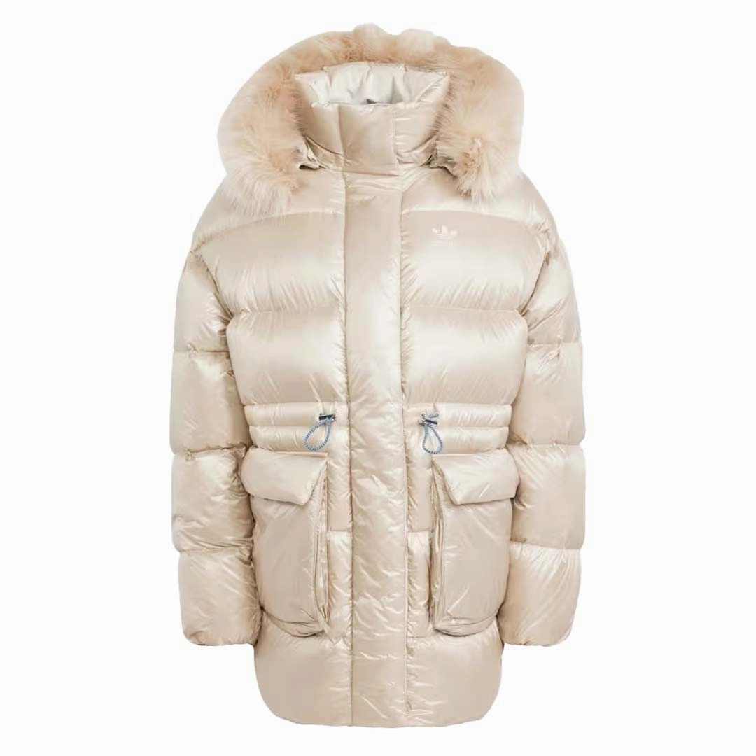 adidas - Women's Puffed Long Fur Jacket (IR7116) Noise Free Zippers MeshLinedVents