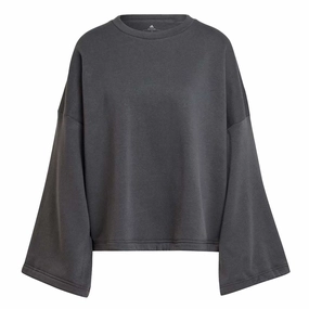 adidas - Women's Studio Lounge Fleece Sweatshirt (HC8805) Sealed Seam Construction Non Restrictive Armholes