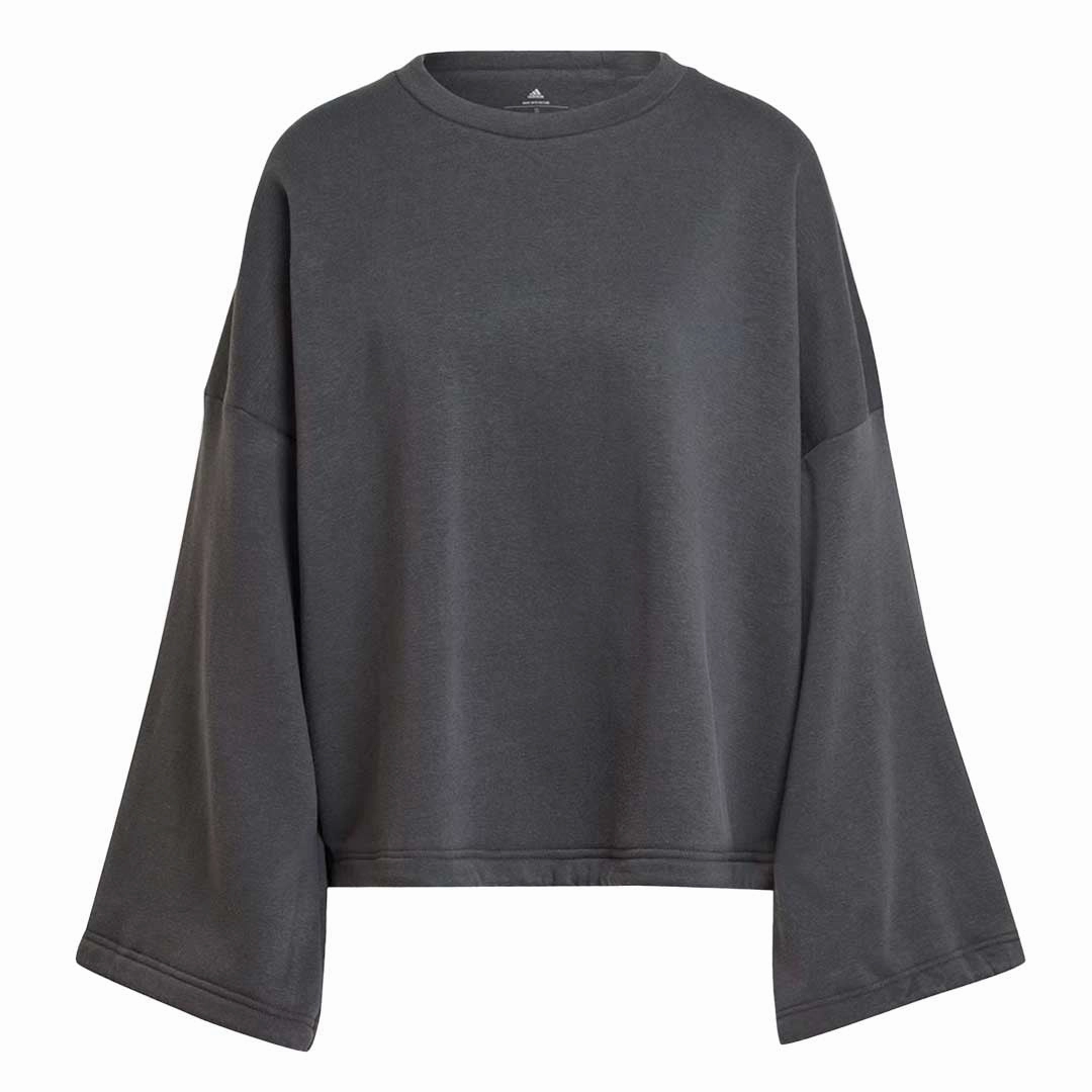 adidas - Women's Studio Lounge Fleece Sweatshirt (HC8805) Sealed Seam Construction Non Restrictive Armholes