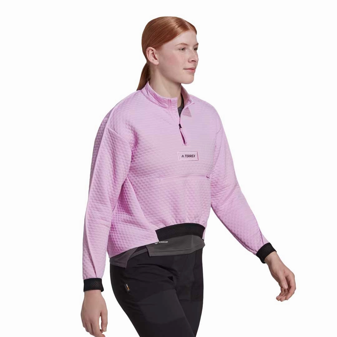 adidas - Women's Terrex Hike 1/2 Zip Fleece Pullover (HH9276) Eco Friendly Textile Army Style