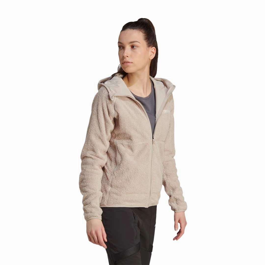 Double Layered Collar elastic waistband adidas - Women's Terrex Reversible High-Pile Full Zip Fleece Jacket (IB1862)