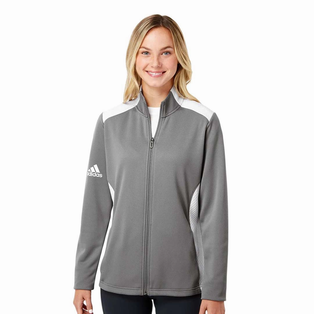 adidas - Women's Textured Full Zip Jacket (H51236) Sporty Layers