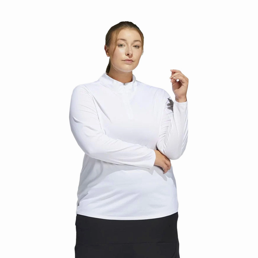 adidas - Women's Ultimate365 1/2 Zip Long Sleeve Golf T-Shirt (Plus Size) (HA3396) Moisture Control Fibers