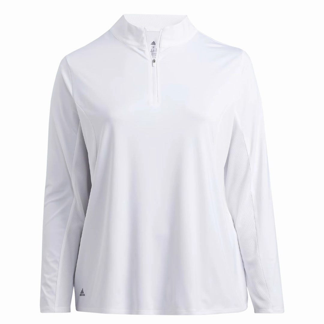 adidas - Women's Ultimate365 1/2 Zip Long Sleeve Golf T-Shirt (Plus Size) (HA3396) Durable Water Repellent