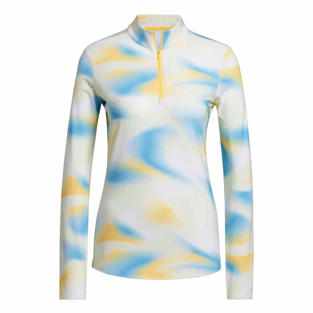 adidas - Women's Ultimate365 Printed 1/4 Zip Mock-Neck Long Sleeve Polo (IP4259) Layer Piece