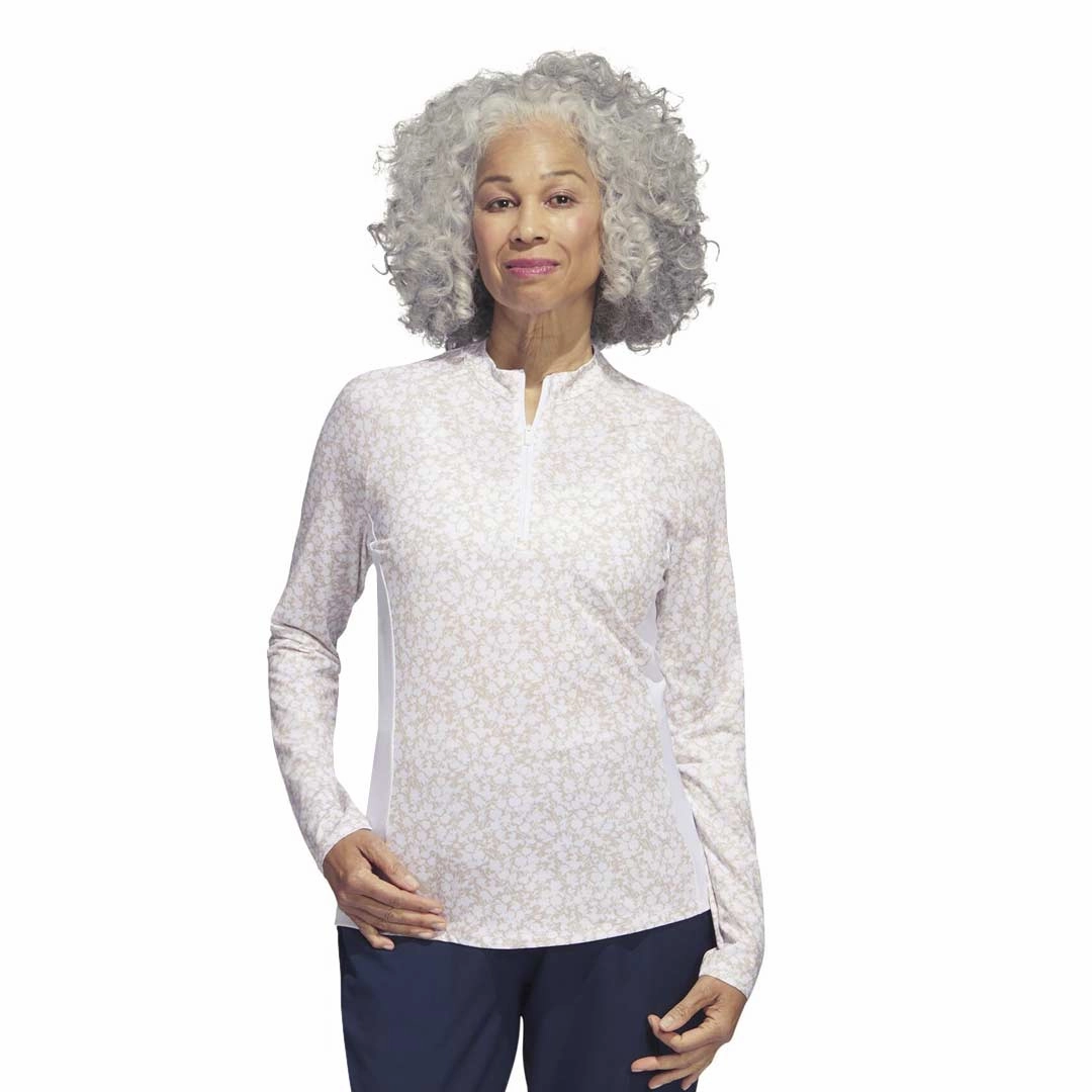 adidas - Women's Ultimate365 Printed 1/4-Zip Mock-Neck Polo (HT1232) WeatherproofCoating City Wear