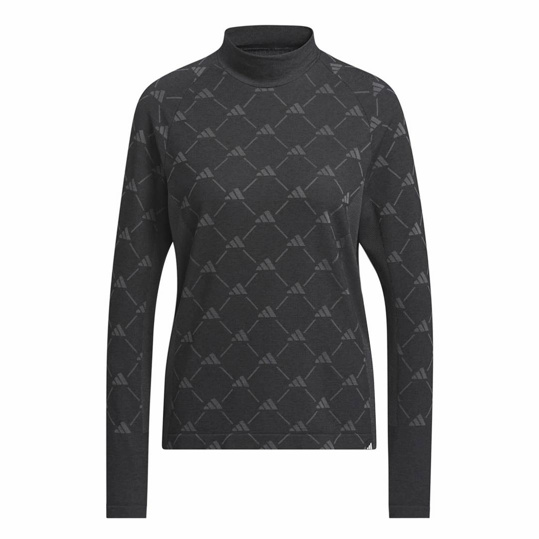 adidas - Women's Ultimate365 Tour Monogram Mock Neck Long Sleeve T-Shirt (HY7211) Waterproof Stitch Details