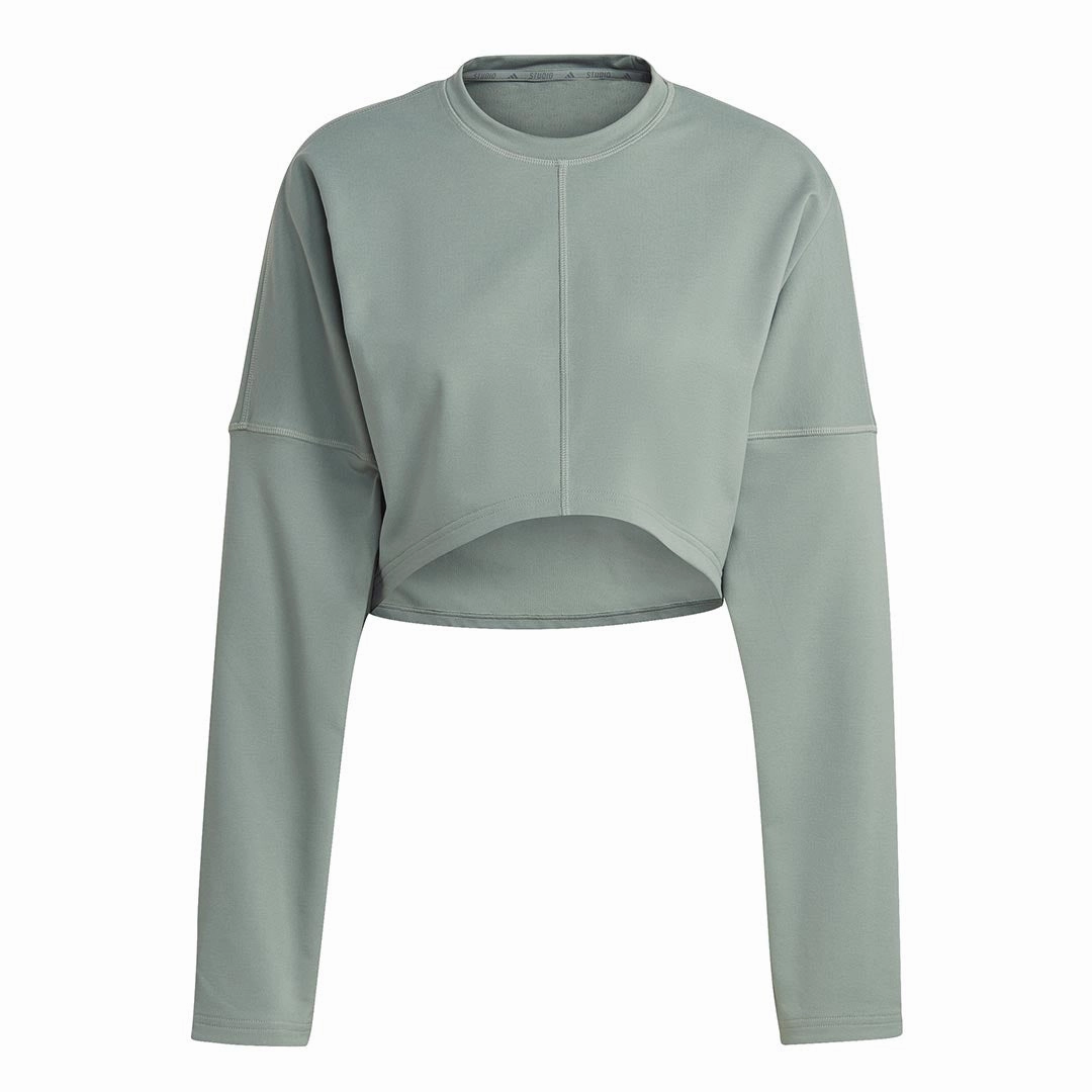 adidas - Women's Yoga Studio Crop Sweatshirt (HR5086) Belted Waist