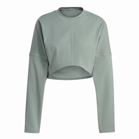 adidas - Women's Yoga Studio Crop Sweatshirt (HR5086) Belted Waist