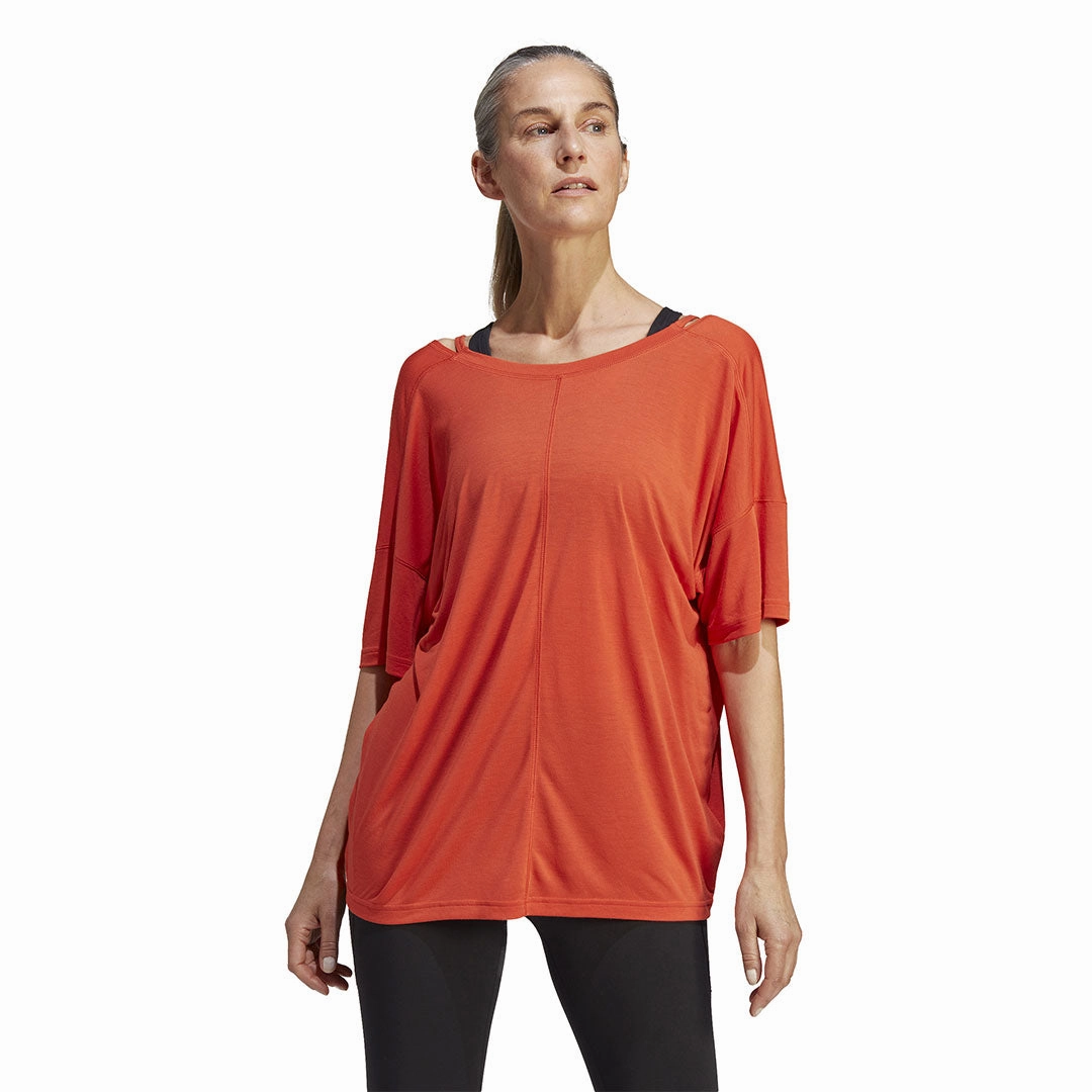 adidas - Women's Yoga Studio Oversized T-Shirt (HR5080) Velcro Fasten