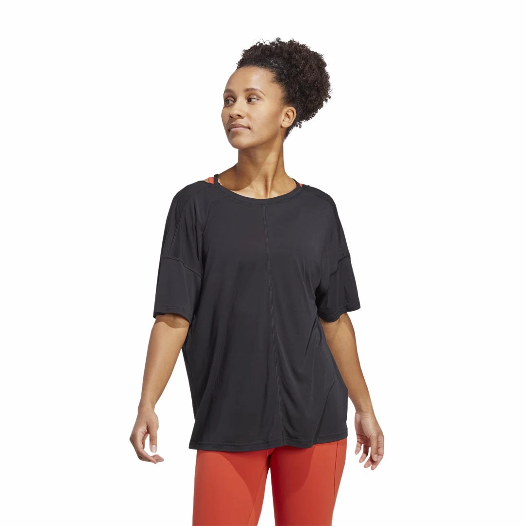 adidas - Women's Yoga Studio Oversized T-Shirt (HS8117) Snow Block Non Bulky Profile
