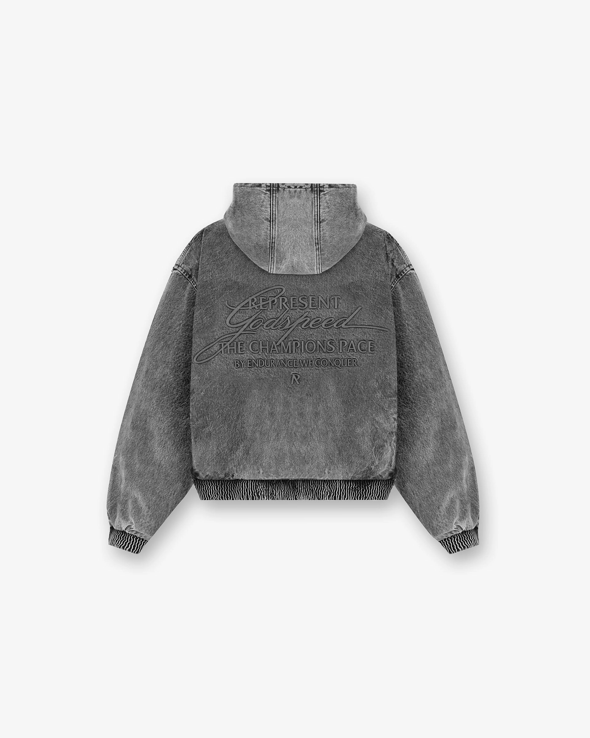 FlexibleCuffSystem Temperature Regulating Membrane R5 Hooded Denim Bomber - Charcoal Grey