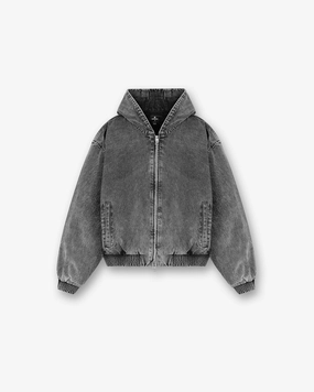 R5 Hooded Denim Bomber - Charcoal Grey Reversible Layer