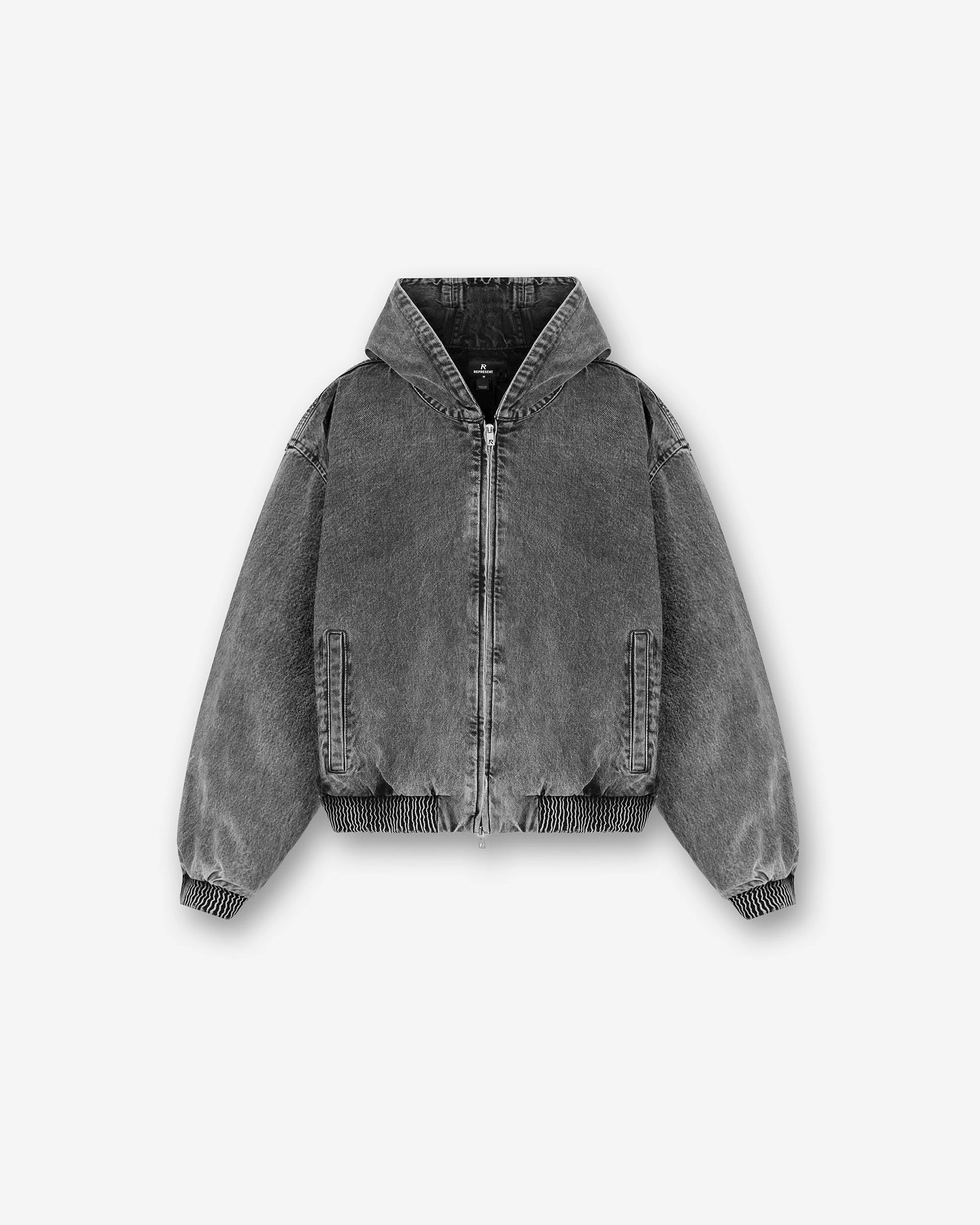 R5 Hooded Denim Bomber - Charcoal Grey Reversible Layer
