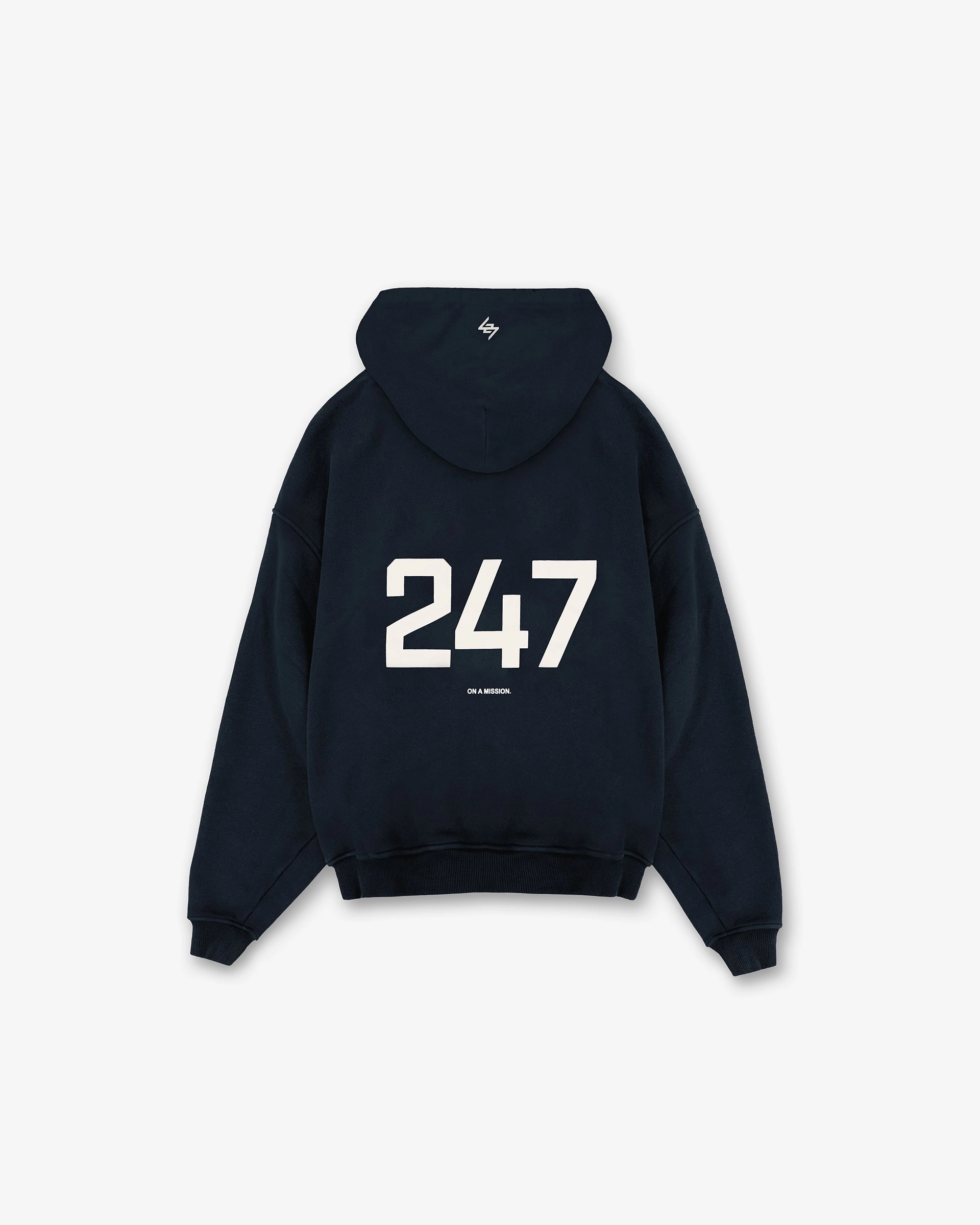 247 Oversized Hoodie - Navy Photography Ready Sherpa Lining